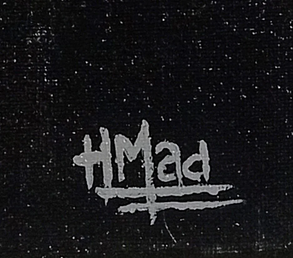 “HMad” signature on “100 000 Tears” acrylic painting on canvas, June 2022, HMad Artworks.
