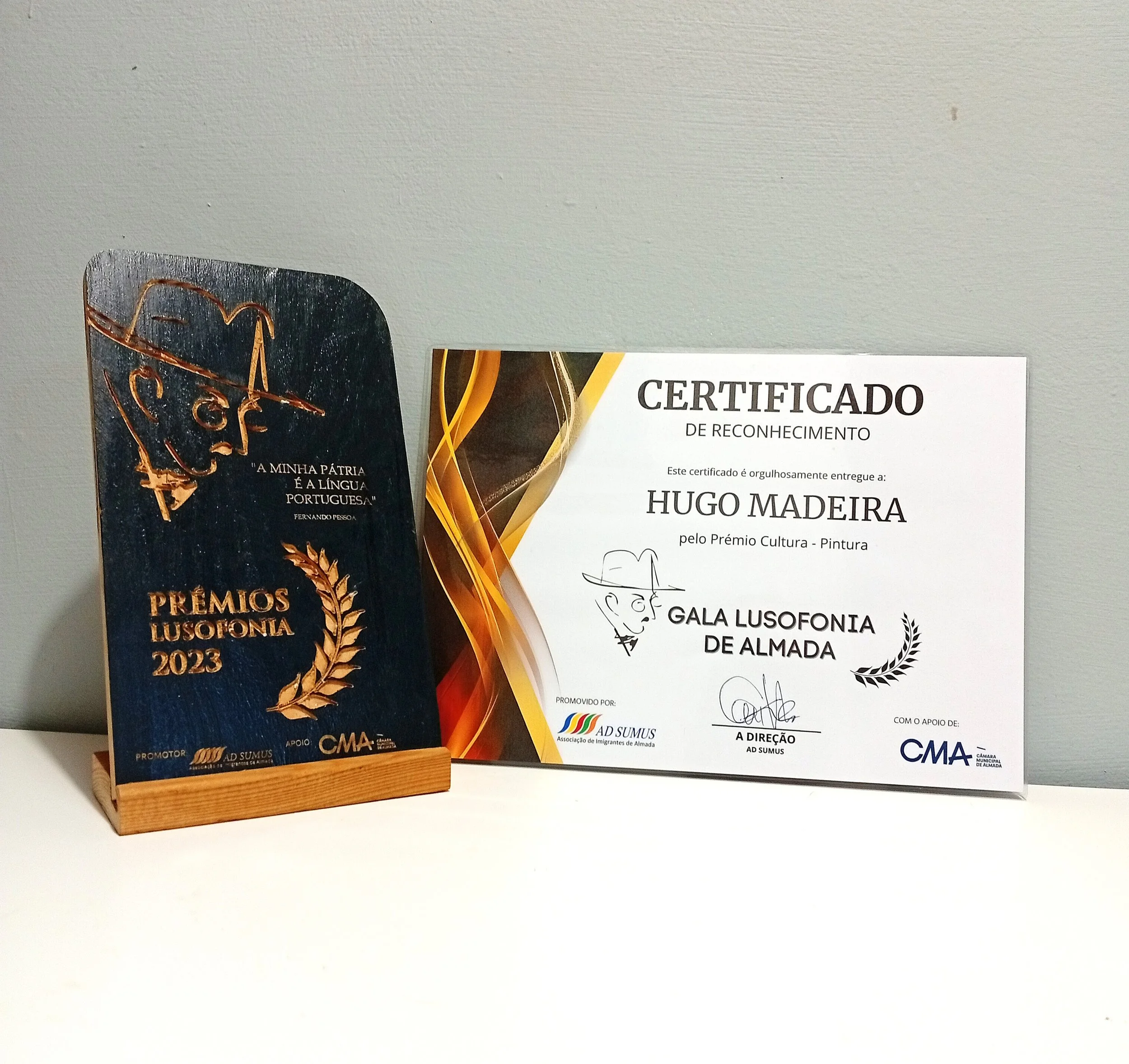 Hugo Madeira, Prémio de Pintura na Gala Lusofonia 2023, atribuído pela Câmara Municipal de Almada.