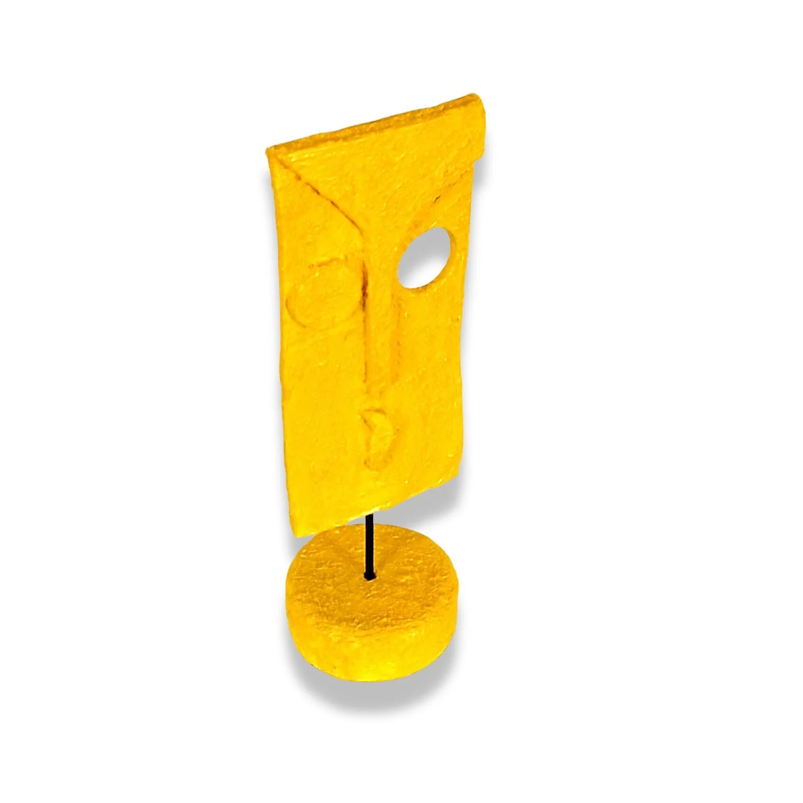 "Yellow" minimalist figurative abstract sculpture, handcrafted in acrylic paste with wire structure, vibrant yellow finish. One-of-a-kind artwork by HMad Artworks.