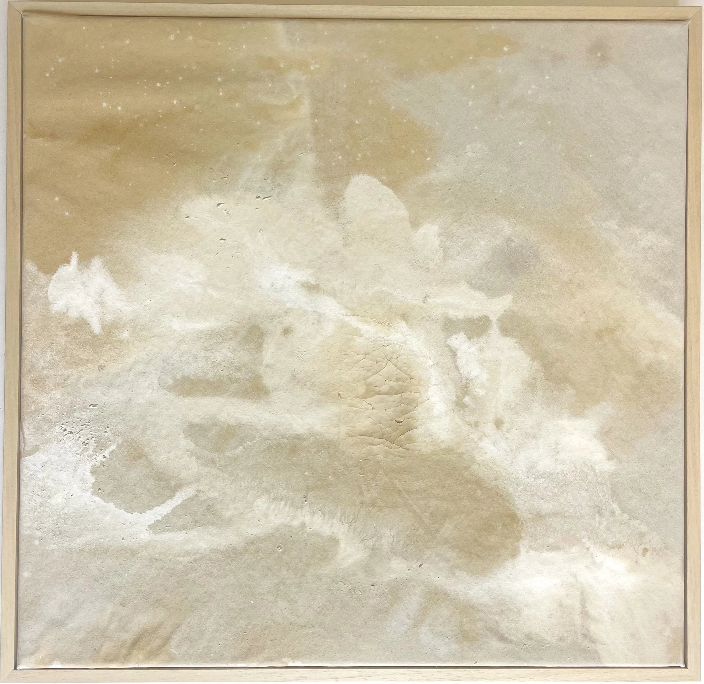 Solum/Saxum 20 (2025) | 70 x 72 cm | Limestone, Yellow Clay, Water on Raw Cotton Canvas