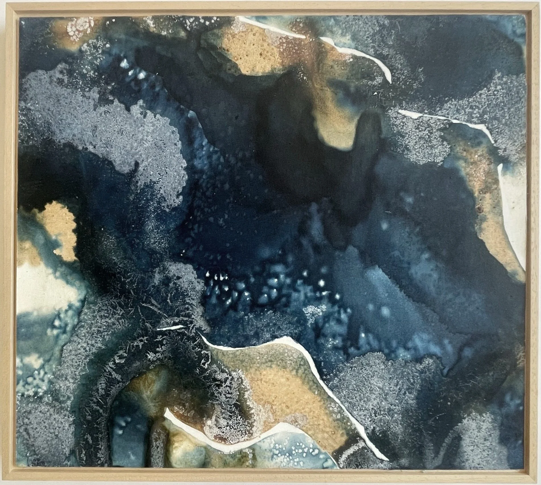 Solaria 40 (2025) | 37 x 33 cm | Light Sensitive and Red Iron Salts, Sun, Seawater, Salt, Algae on Watercolour Paper
