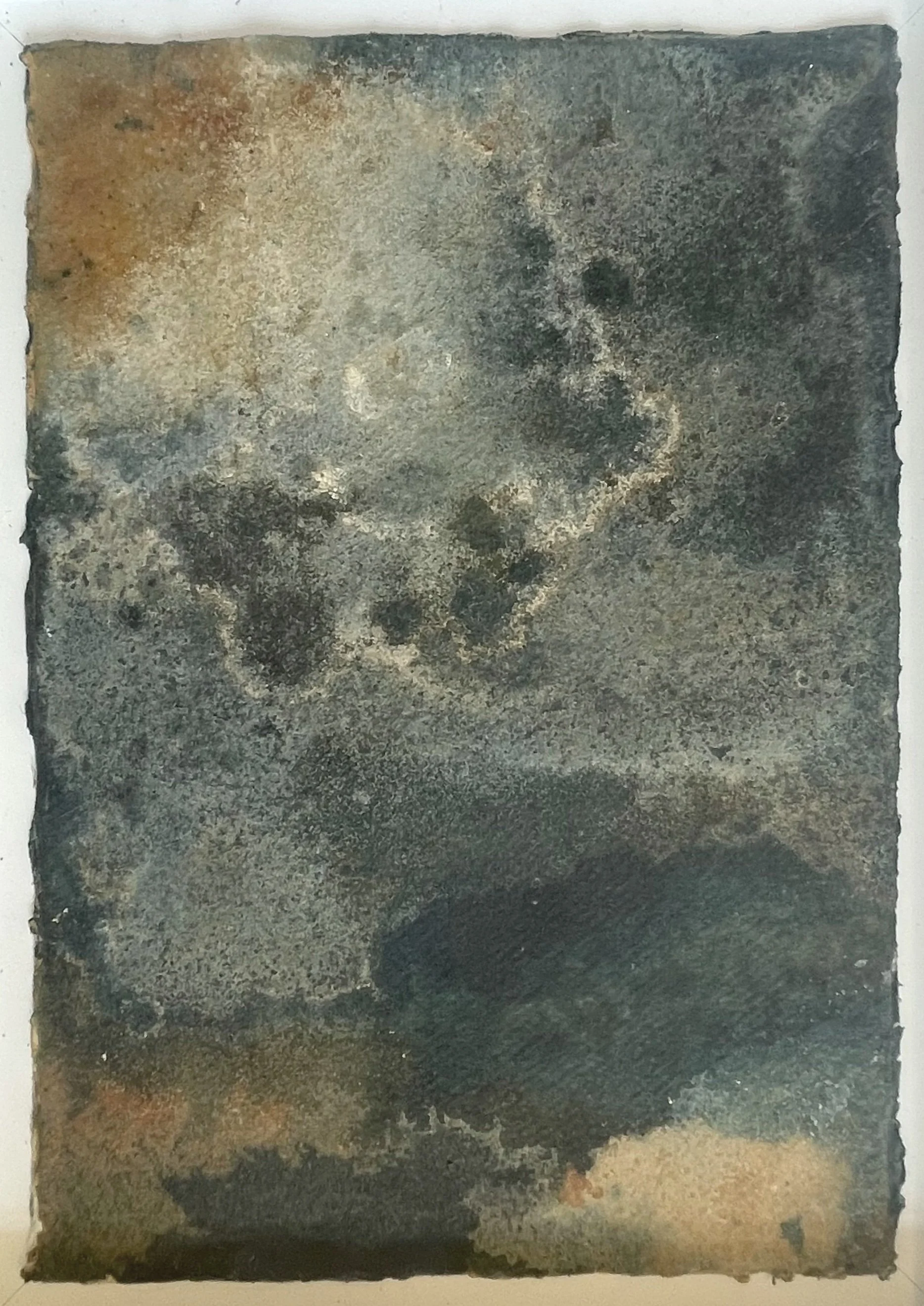 Solaria 25 (2024) | 17.5 x 25 cm | Light Sensitive and Red Iron Salts, Sun, Seawater, Salt, on Cotton Rag Paper