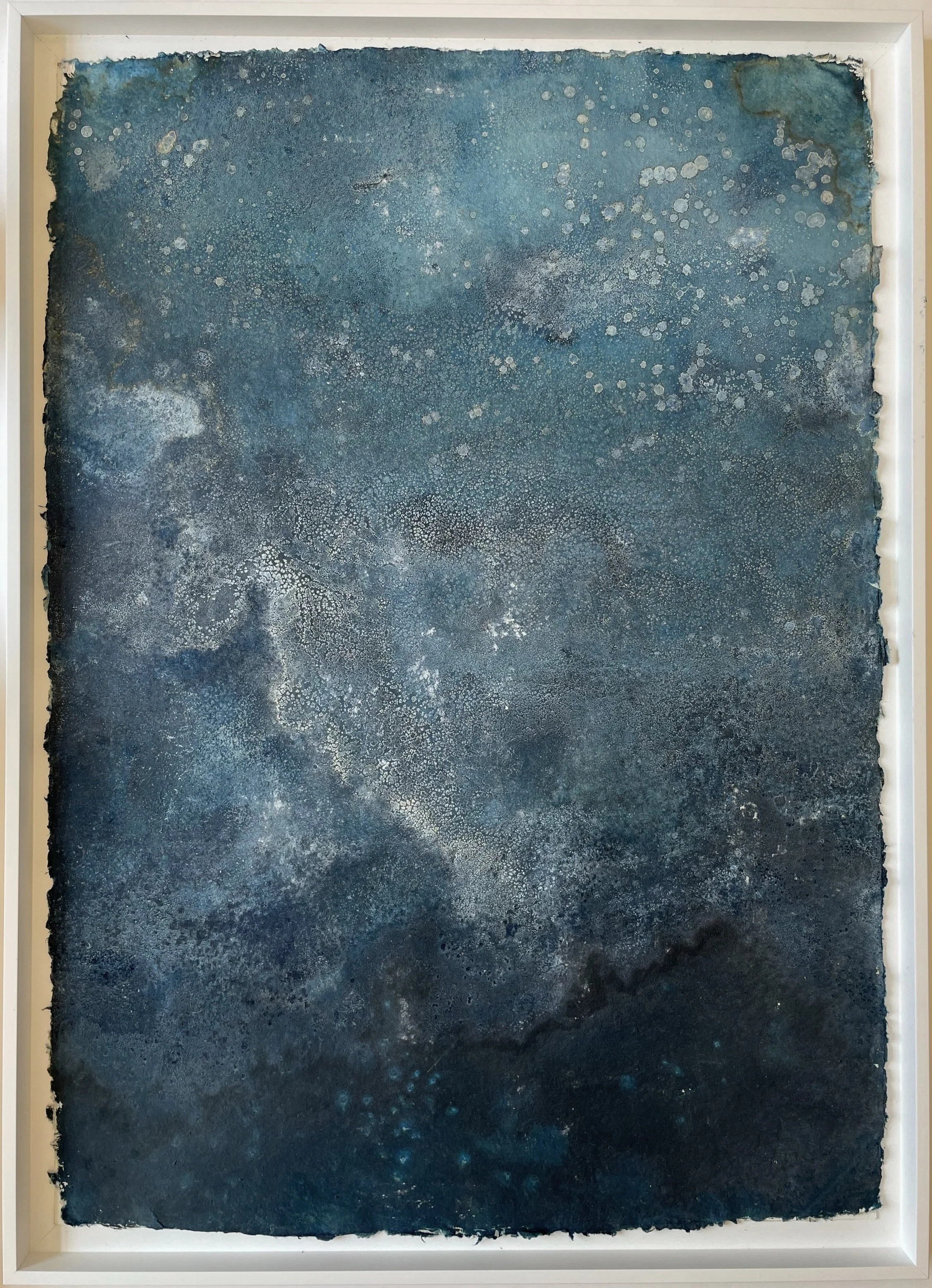 Solaria 27 (2024) | 60 x 85 cm | Light Sensitive and Red Iron Salts, Sun, Seawater, Salt, on Cotton Rag Paper