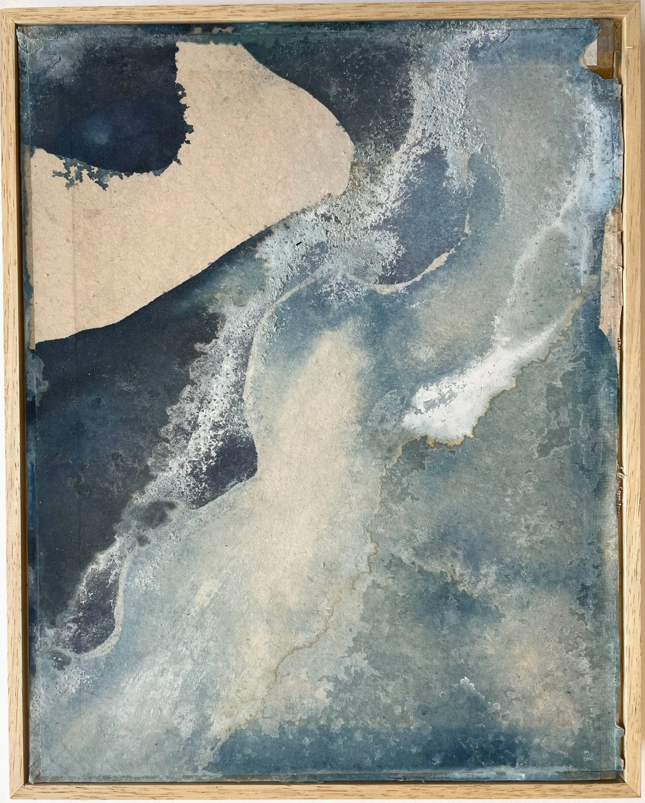 Solaria 13 (2024) | 24 x 30 cm | Light Sensitive and Red Iron Salts, Sun, Seawater, Salt, on antique book cover