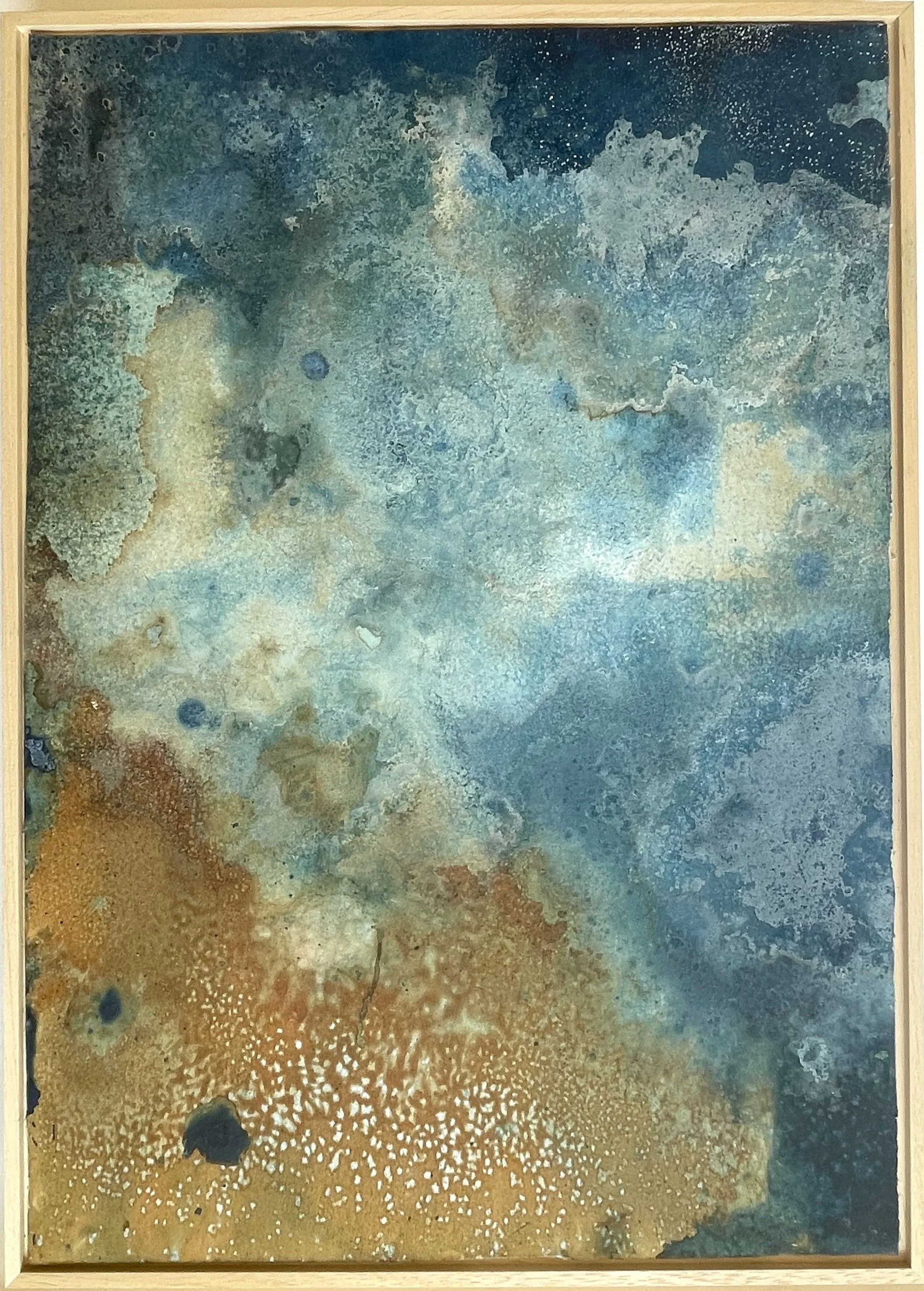 Solaria 15 (2024) | 30 x 40 cm | Light Sensitive and Red Iron Salts, Sun, Seawater, Salt, on Unbleached Paper