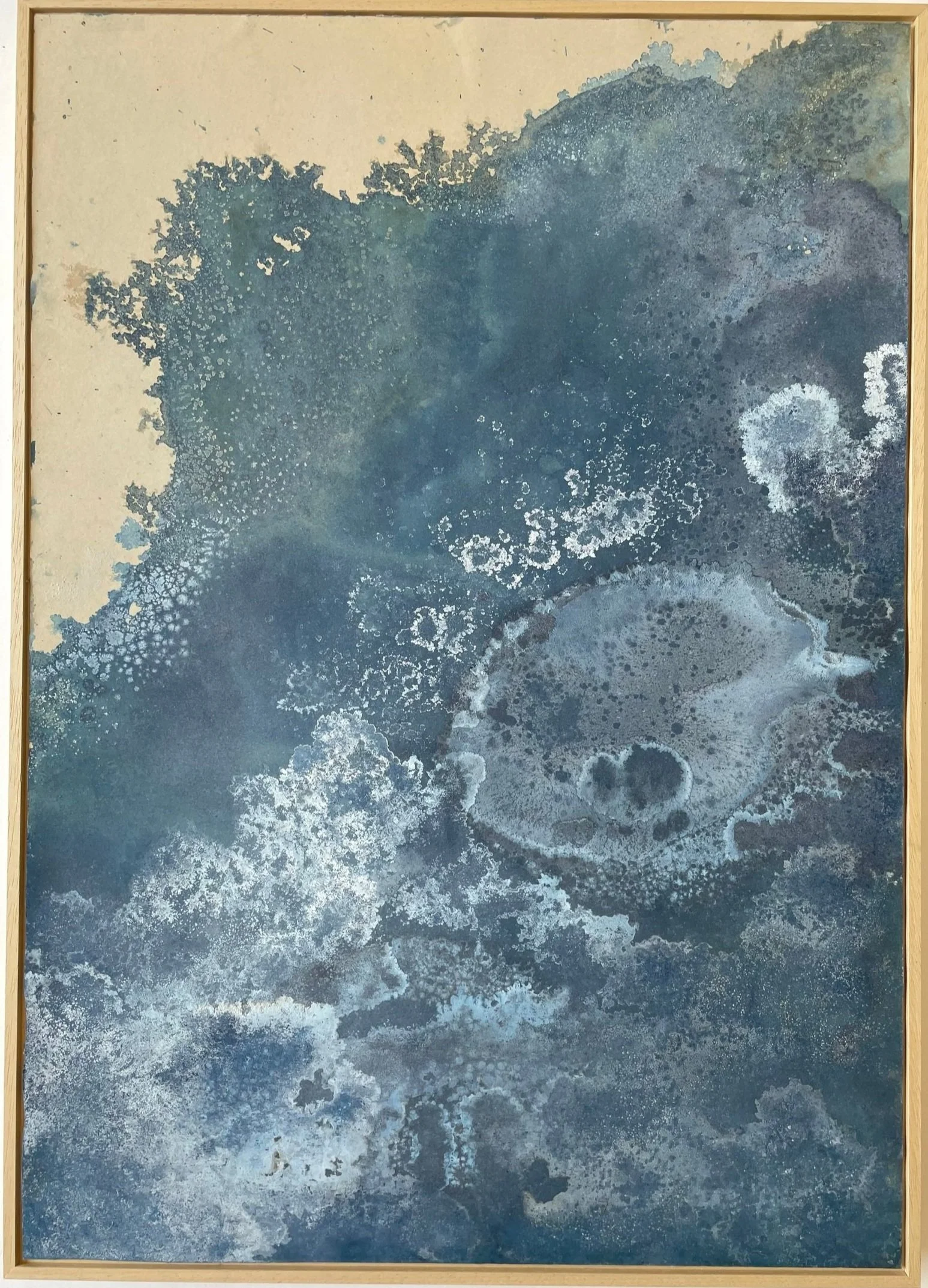 Solaria 13 (2023) | 34 x 48 cm | Light Sensitive and Red Iron Salts, Sun, Seawater, Salt, on Unbleached Paper