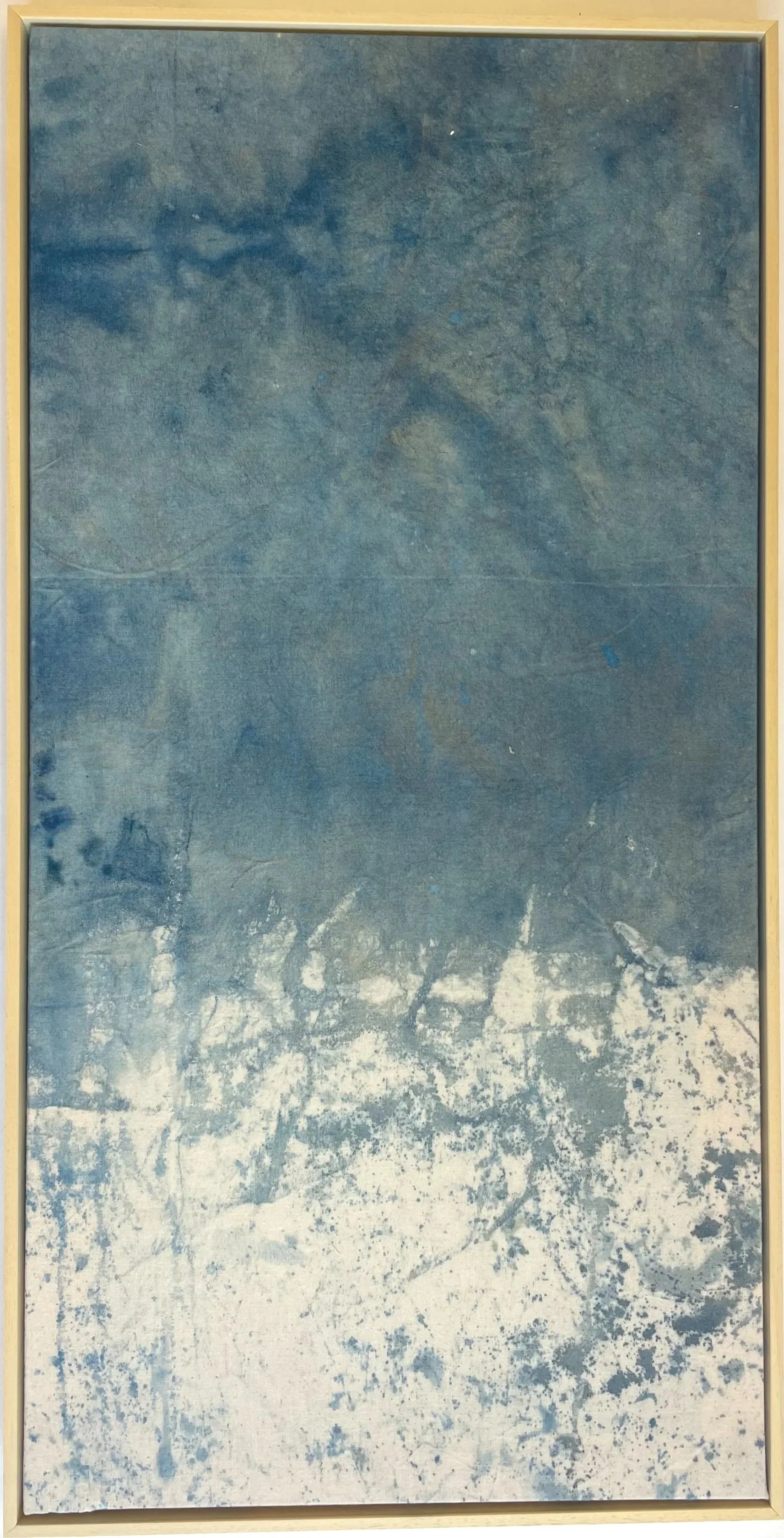 Solaria (Fleinvaer) 3 (2025) | 40 x 80 cm | Light Sensitive and Red Iron Salts, Sun, Seawater, Salt, on Raw Cotton Canvas