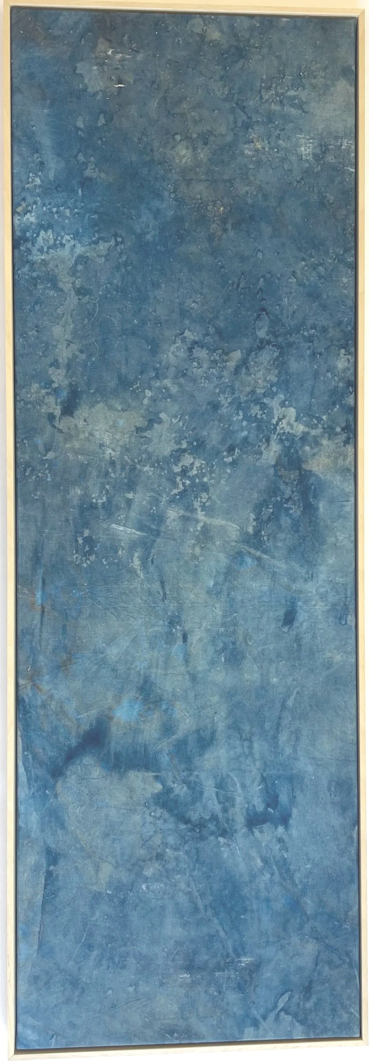 Solaria (Fleinvaer) 6 (2025) | 40 x 120 cm | Light Sensitive and Red Iron Salts, Sun, Seawater, Salt, on Raw Cotton Canvas