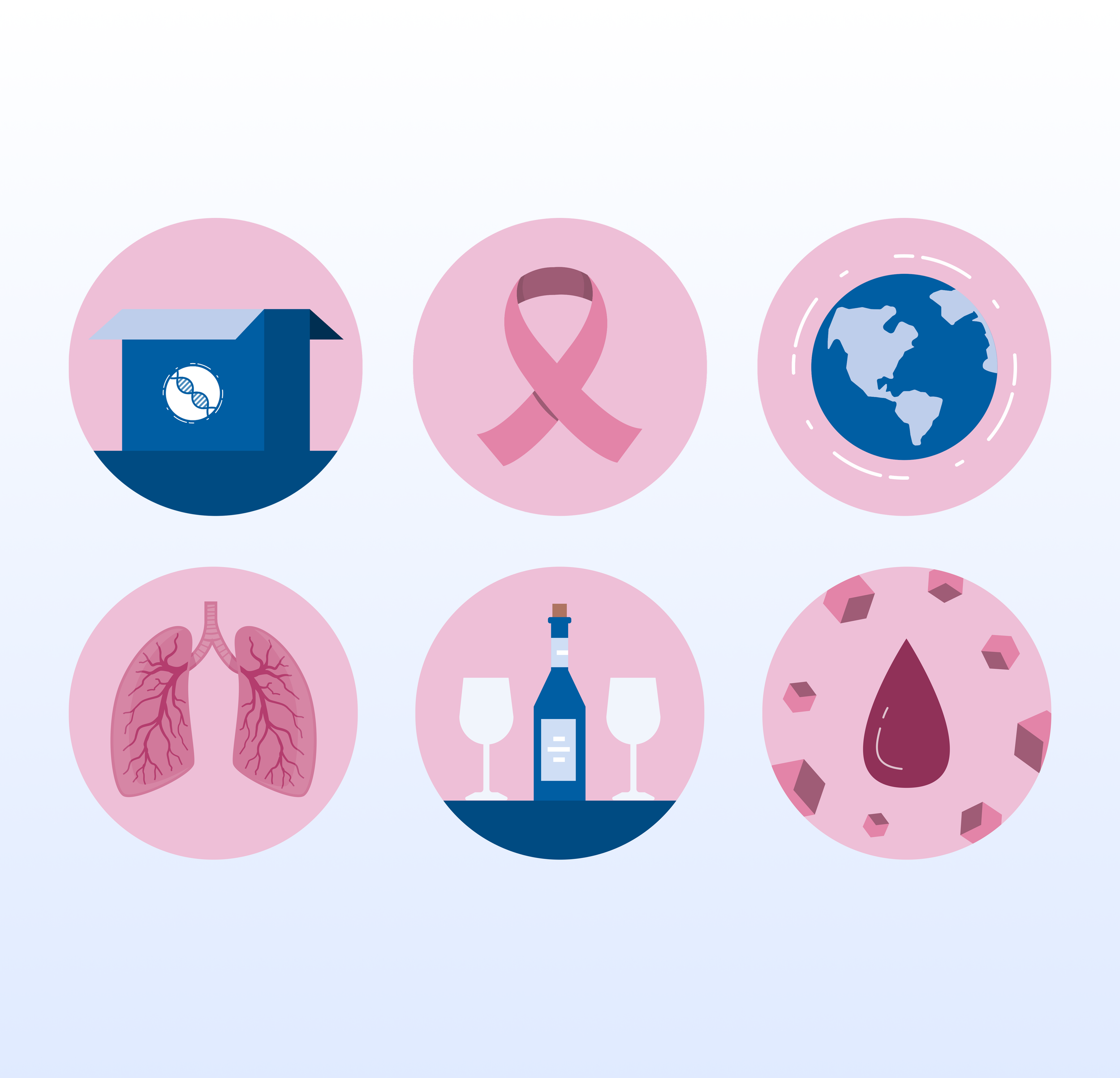 Images of Icons related to Health, Breast Cancer, Sequencing