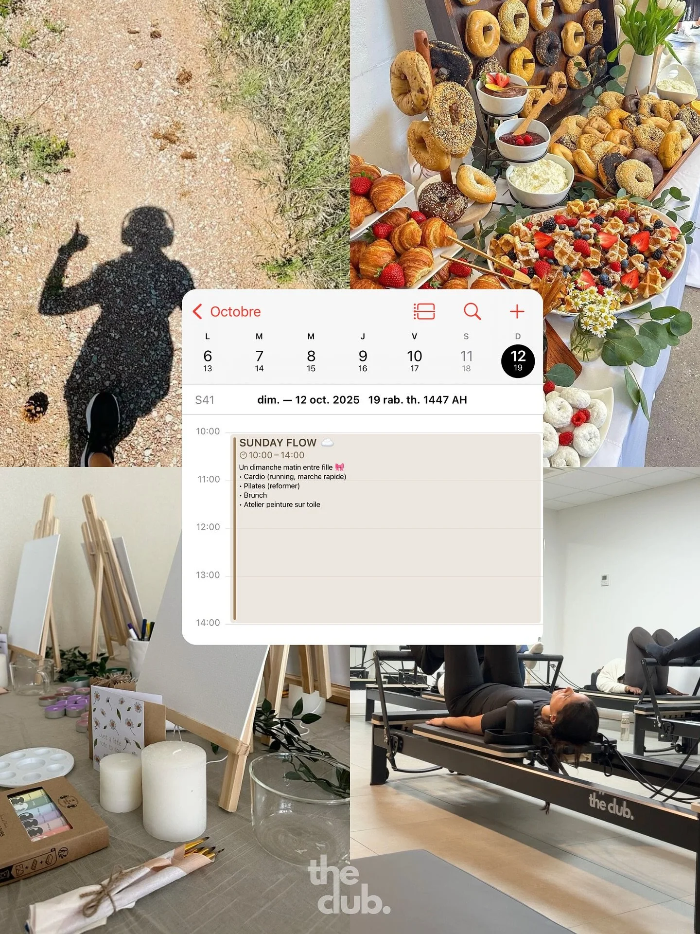 SUNDAY FLOW. 𝙴𝚍𝚒𝚝𝚒𝚘𝚗 𝟶𝟷.
📅 Dimanche 12 octobre 2025 
Venez passer un dimanche matin entre filles, dans la bonne humeur avec au programme 
・Petit run (30 minutes) : course ou marche rapide, à votre rythme pour réveiller le co