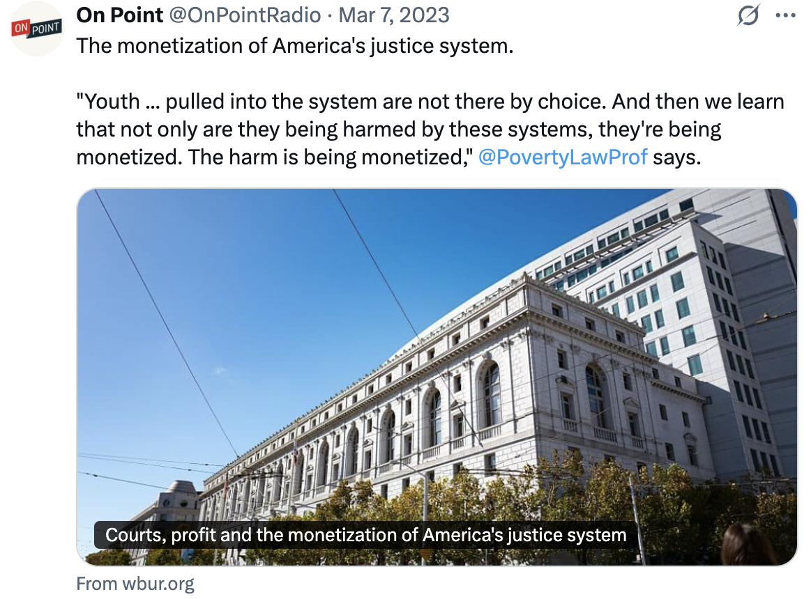 Exterior of a historic courthouse building with classical architecture, set against a clear blue sky with overhead tram wires. Image used for interview with Professor Daniel L. Hatcher.