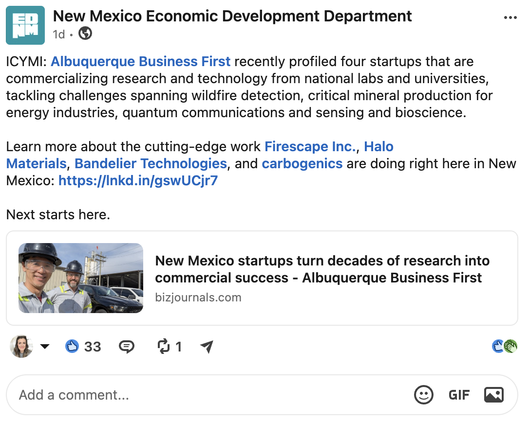 Bandelier named “Startup to Watch”