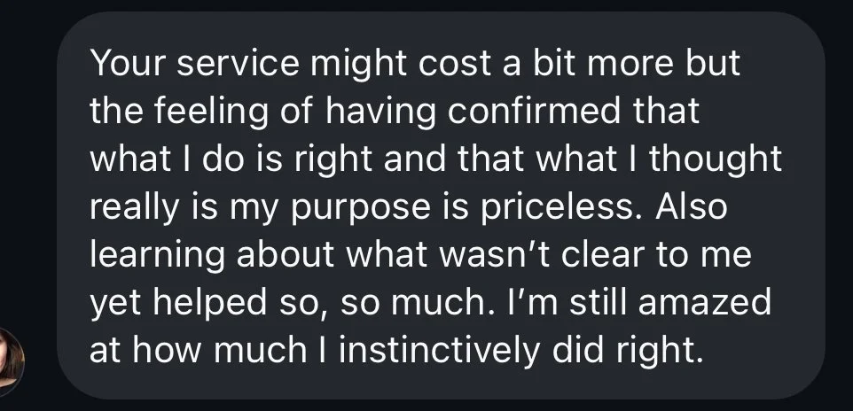 Screenshot of a message discussing the value of doing what is right and learning from experience with a pet or veterinary context.