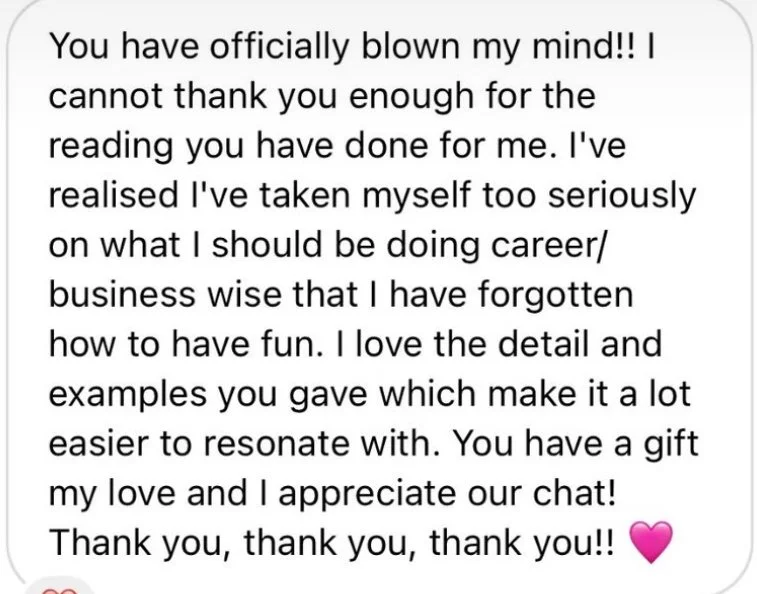 A screenshot of a text message expressing gratitude for a supportive conversation, with a pink heart emoji at the end.