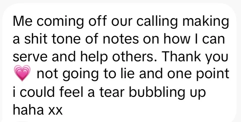 Screenshot of a text message expressing gratitude for not lying and offering emotional support, with a pink heart emoji.