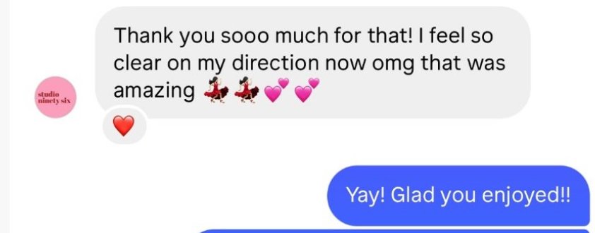 Screenshot of a text message conversation with one message expressing gratitude and excitement, including horse and heart emojis, and a reply expressing happiness.