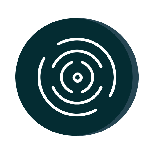 Modern fingerprint scanner icon with circular lines and dark background