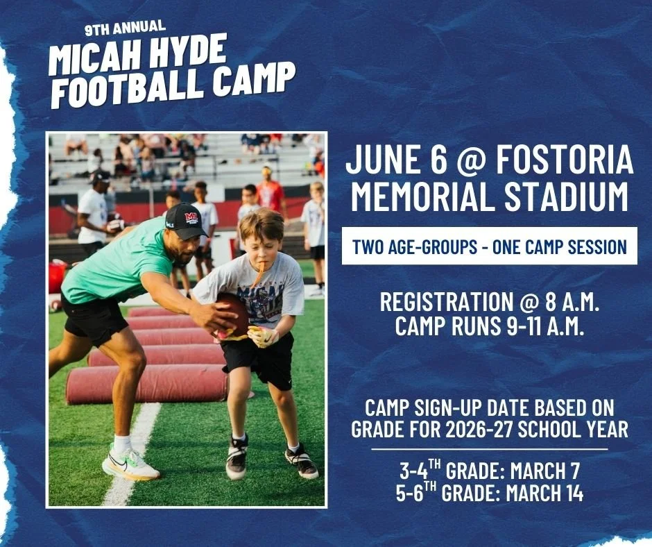 The Micah Hyde Football Camp is BACK, but with a twist!

For 8 years, we&rsquo;ve hosted 500 incredible kids each summer. This year, we&rsquo;re scaling down to 300 athletes so we can make the experience even more special for every camper.
✨ More coa