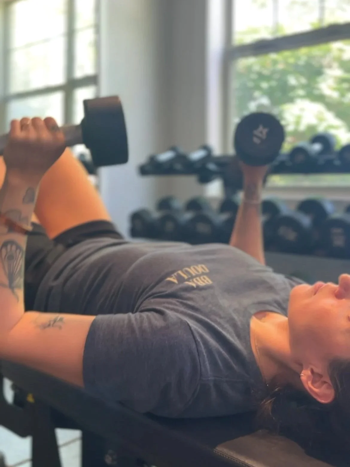 doula working out, push day