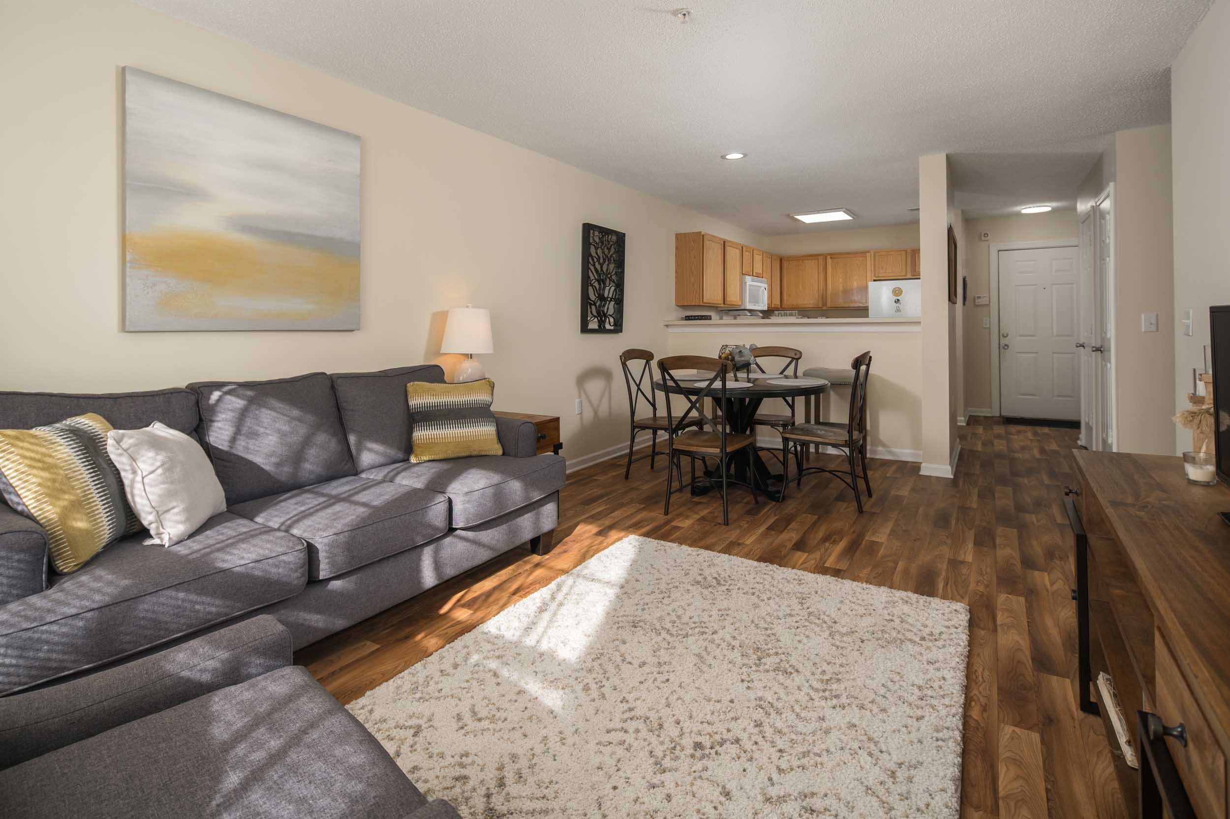 Mountaineer Village | Student Apartments in Boone, NC near App State | Living Room and Kitchen