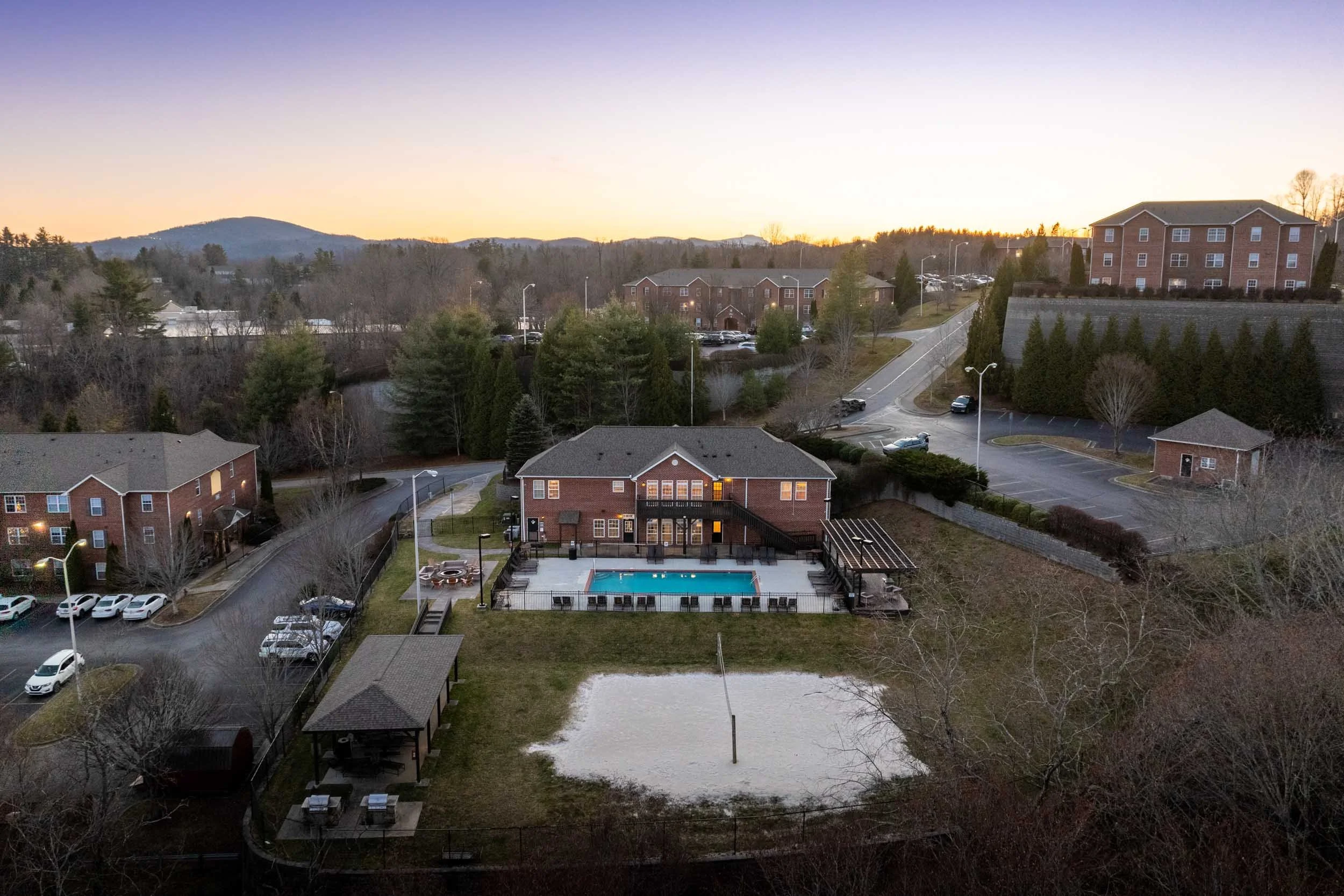 Mountaineer Village | Student Apartments in Boone, NC near App State | Aerial of Pool
