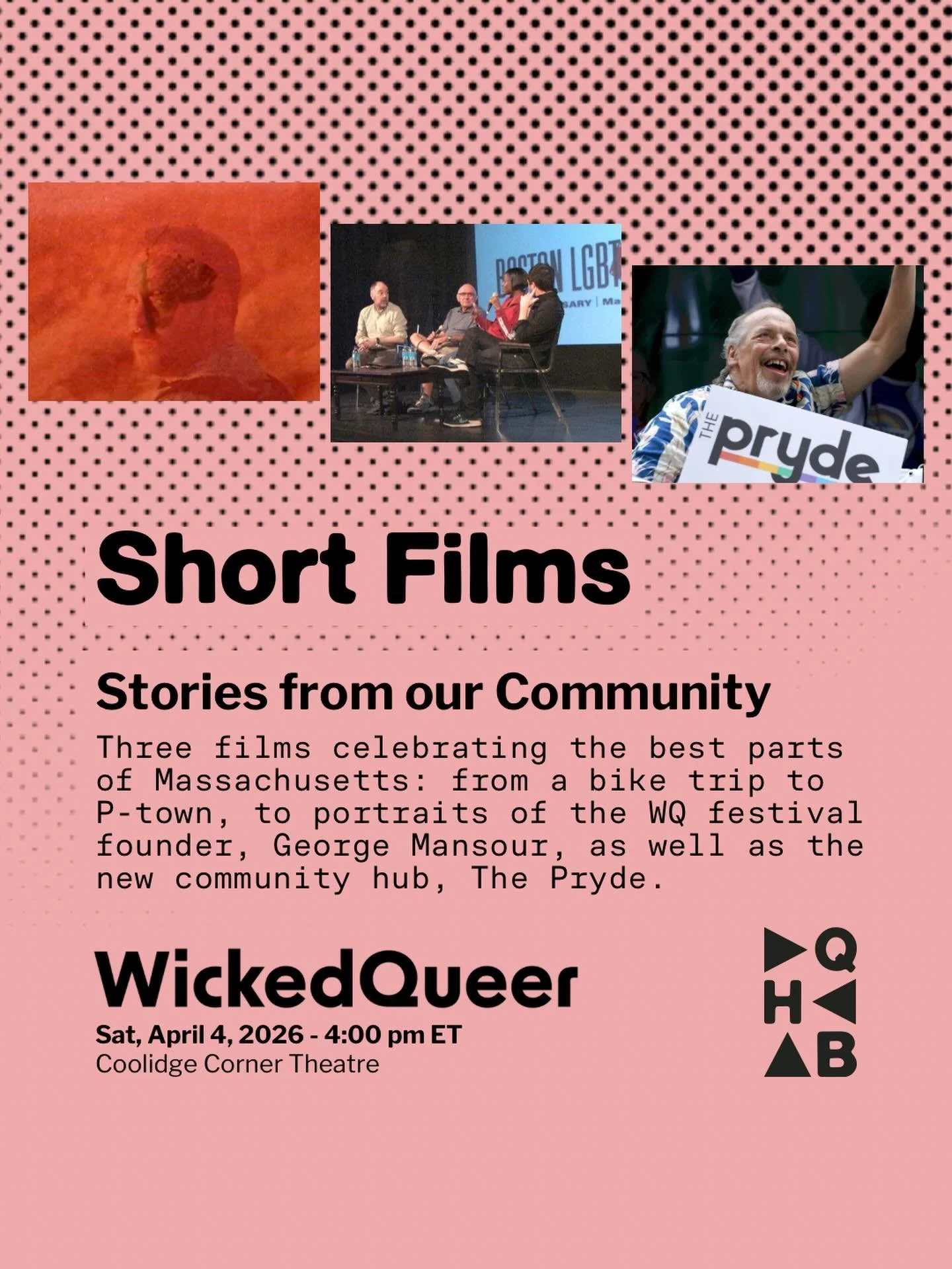 Join Queer History Boston + Wicked Queer for a short film program rooted right here at home!

Road trips to P-town.
A living archive inside The Pryde.
The legend who helped build queer cinema as we know it.

See you there!