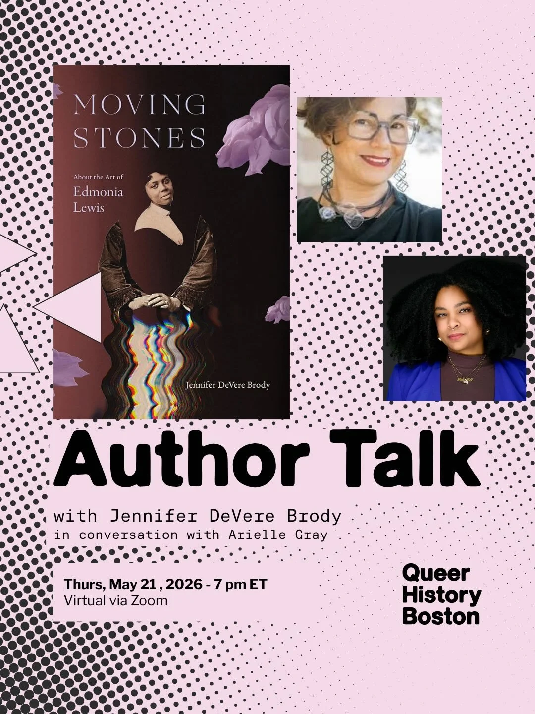 An evening with scholar Jennifer DeVere Brody, in conversation with Arielle Gray, as she takes us inside the queer world of Edmonia Lewis!

Moving Stones: About the Art of Edmonia Lewis
📅 Thursday, May 21, 2026 | ⏰ 7:00 PM ET | 💻 Virtual via Zoom

