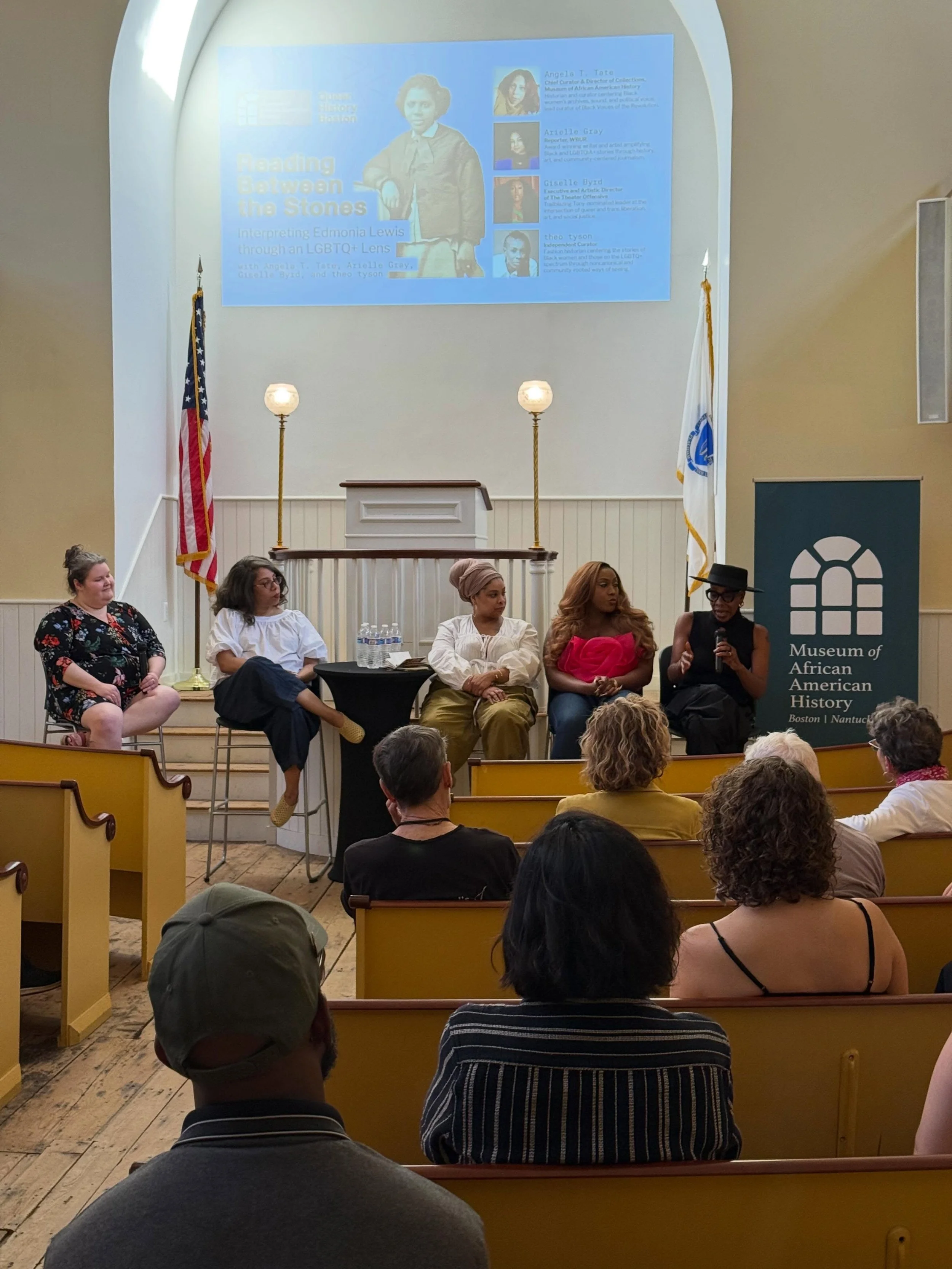 Watch the recording of Reading Between the Stones: Interpreting Edmonia Lewis through and LGBTQ+ Lens on the QHB YouTube now!

Huge thanks to theo tyson, Giselle Byrd, Arielle Gray, and Angela Tate for sharing your knowledge on Edmonja and your perso