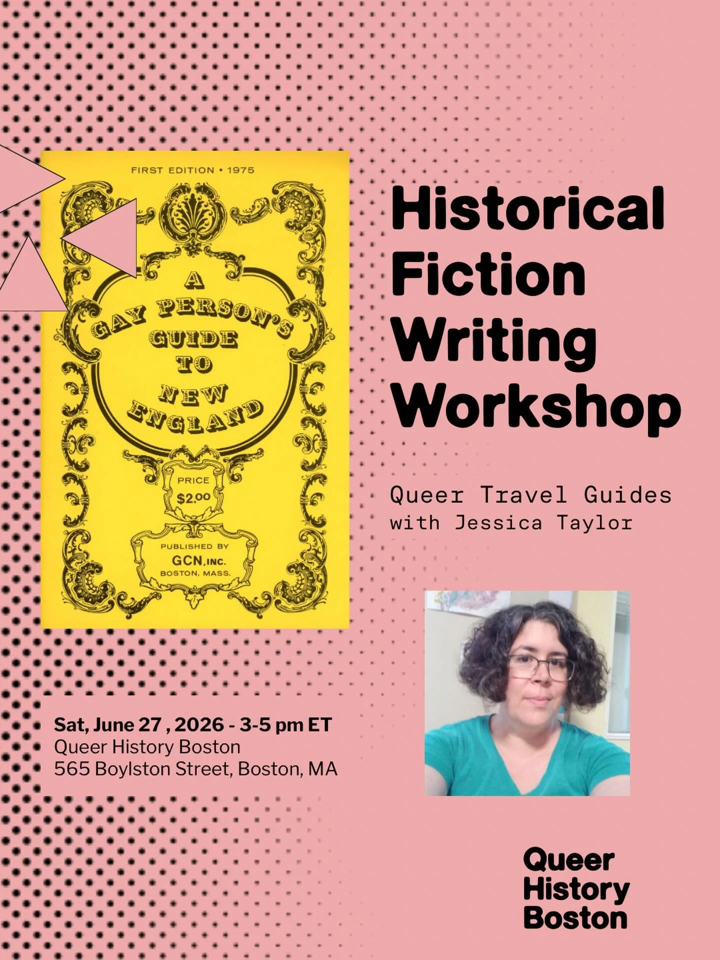 Handle real archival queer New England travel guides from the 1970s&ndash;2000s and write your way into local LGBTQ+ history with Jessica Taylor!

In this intimate writing workshop, you&rsquo;ll come into the Queer History Boston archives and work di
