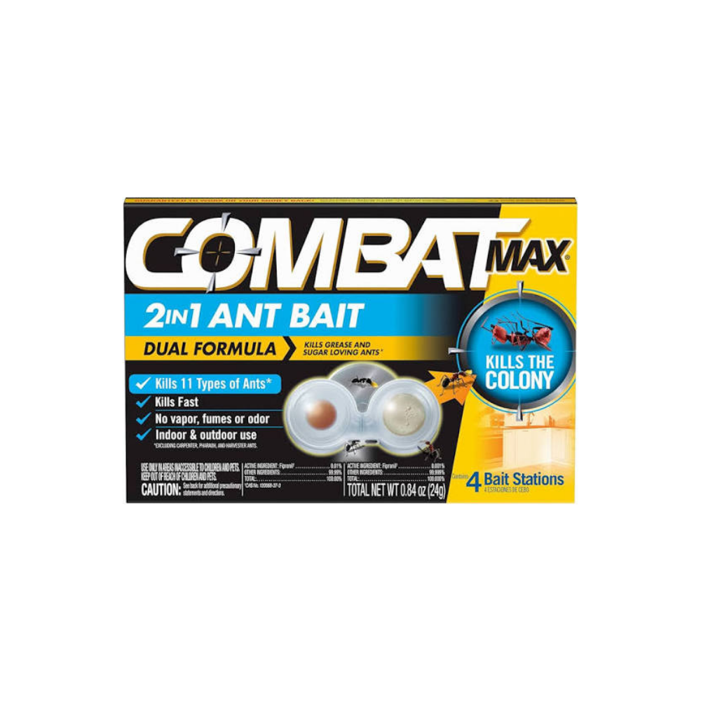 Combat Max 2 in 1 - Estaciones de Cebo Doble Fórmula para Hormigas (Caja de 4)