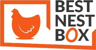 Logo of Best Nest Box, featuring an orange chicken silhouette inside an orange square, with the text 'Best Nest Box' beside it.
