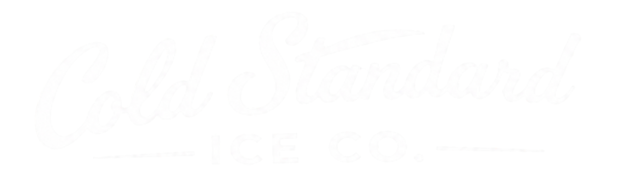 White logo with cursive text that says 'Cold Standard Ice Co.'