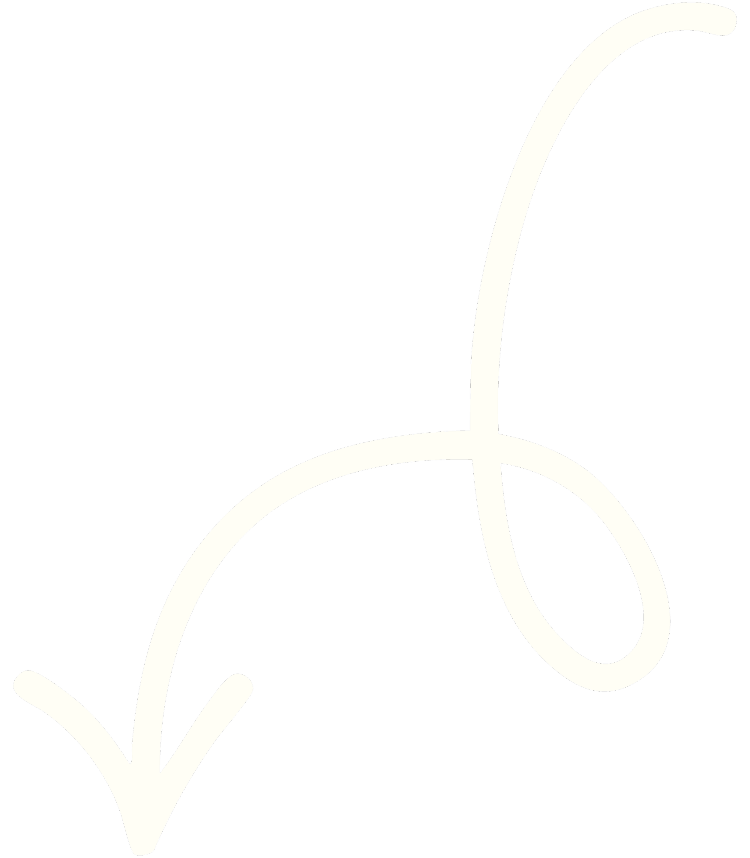 Black background with a white, curved arrow pointing downward to the left.