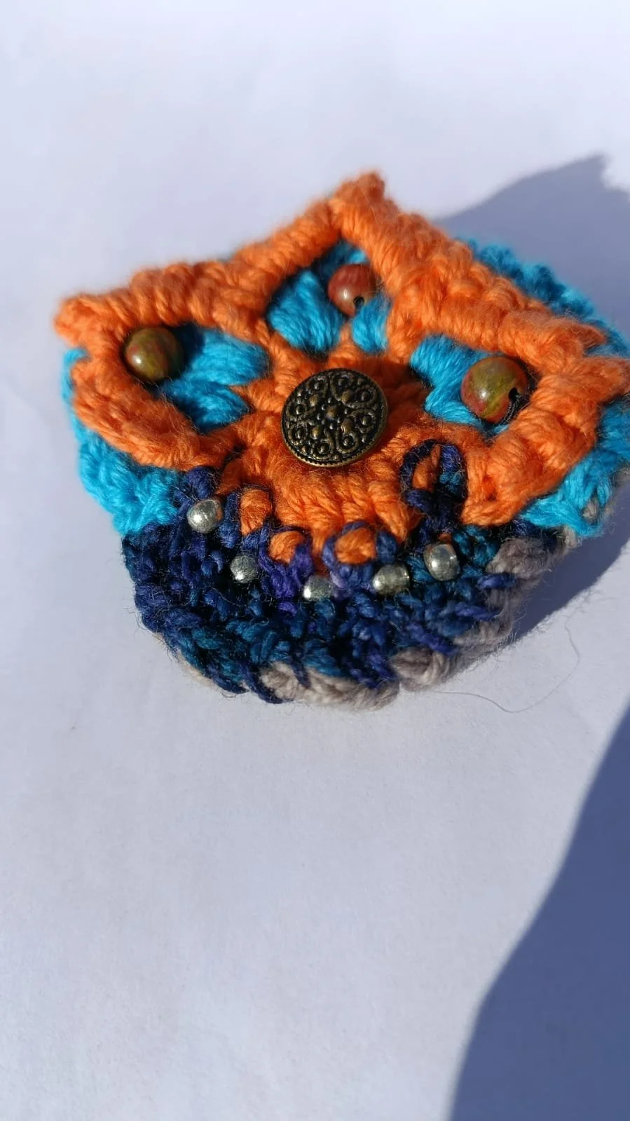 Unique Eco-Jewelry / A Free Form Shape in Navy, Orange, and Blue with Accessories #UME/BOB/026