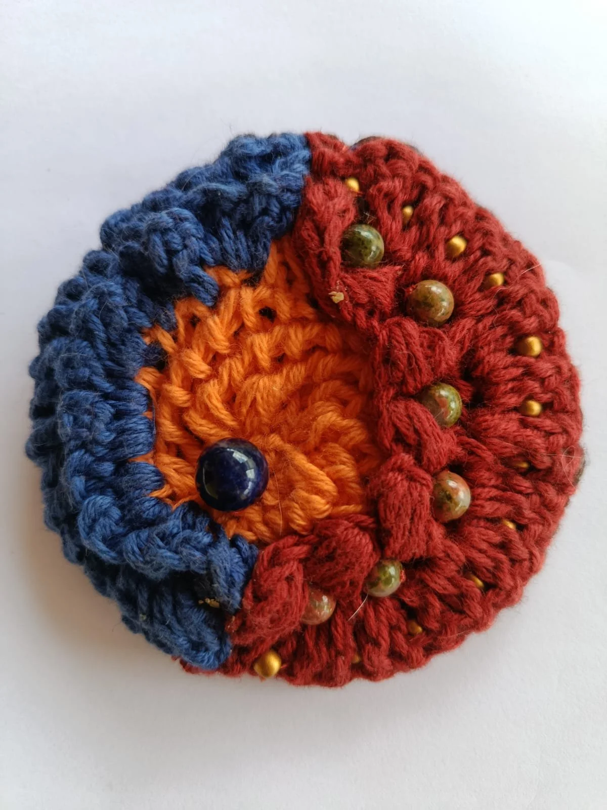 Unique Eco-Jewelry / A Circle in Rust, Orange, and Blue with Accessories #UME/YBB/013