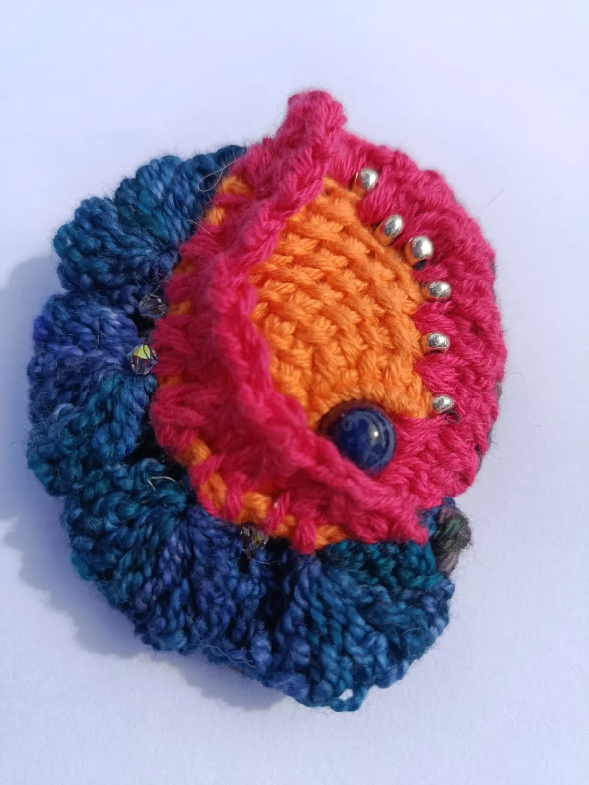 Unique Eco-Jewelry / An oval in Blue, Rose, and Orange with Accessories #UME/BRO/016