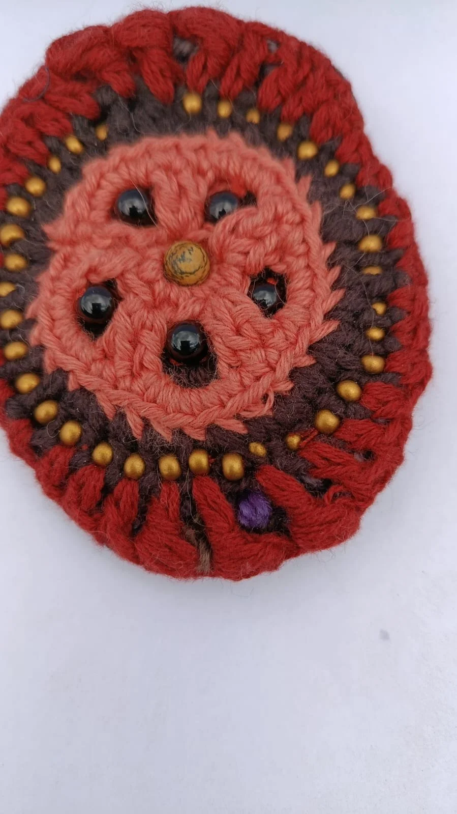 Unique Eco-Jewelry / An Oval in Brick, Brown, and Pinkwith Accessories #UME/BBP/22