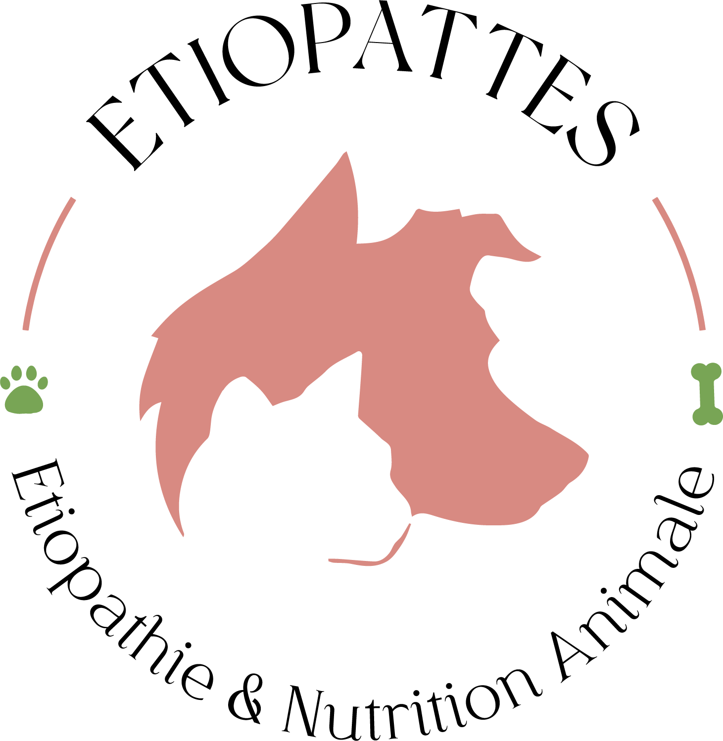 Portrait stylisé d'un chien avec des indicateurs de niveau, un panneau d'alimentation, une icône de respiration et une icône d'énergie