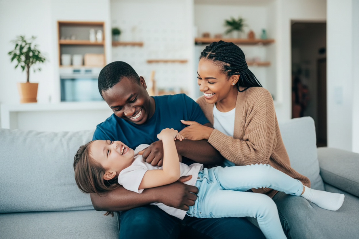 Karl Stenske Adoption Therapy. Family parents with adopted daughter