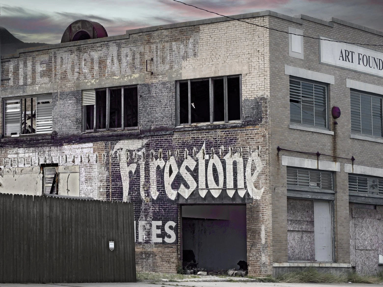 Texas street, Firestone duotone photograph