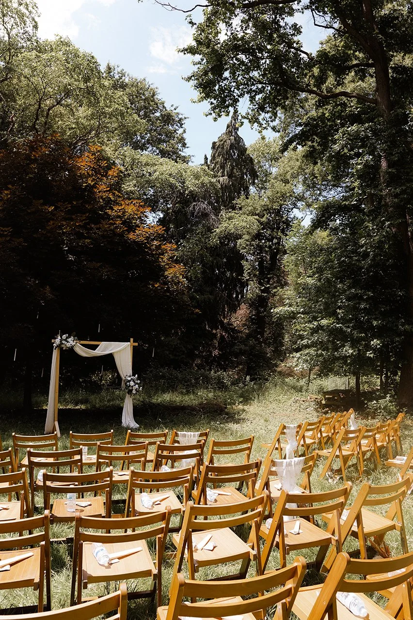 Weddin gphotographer Gloucestershire - image of chairs arranged for wedding ceremony at Tortworth Court Hotel, Gloucestershire.