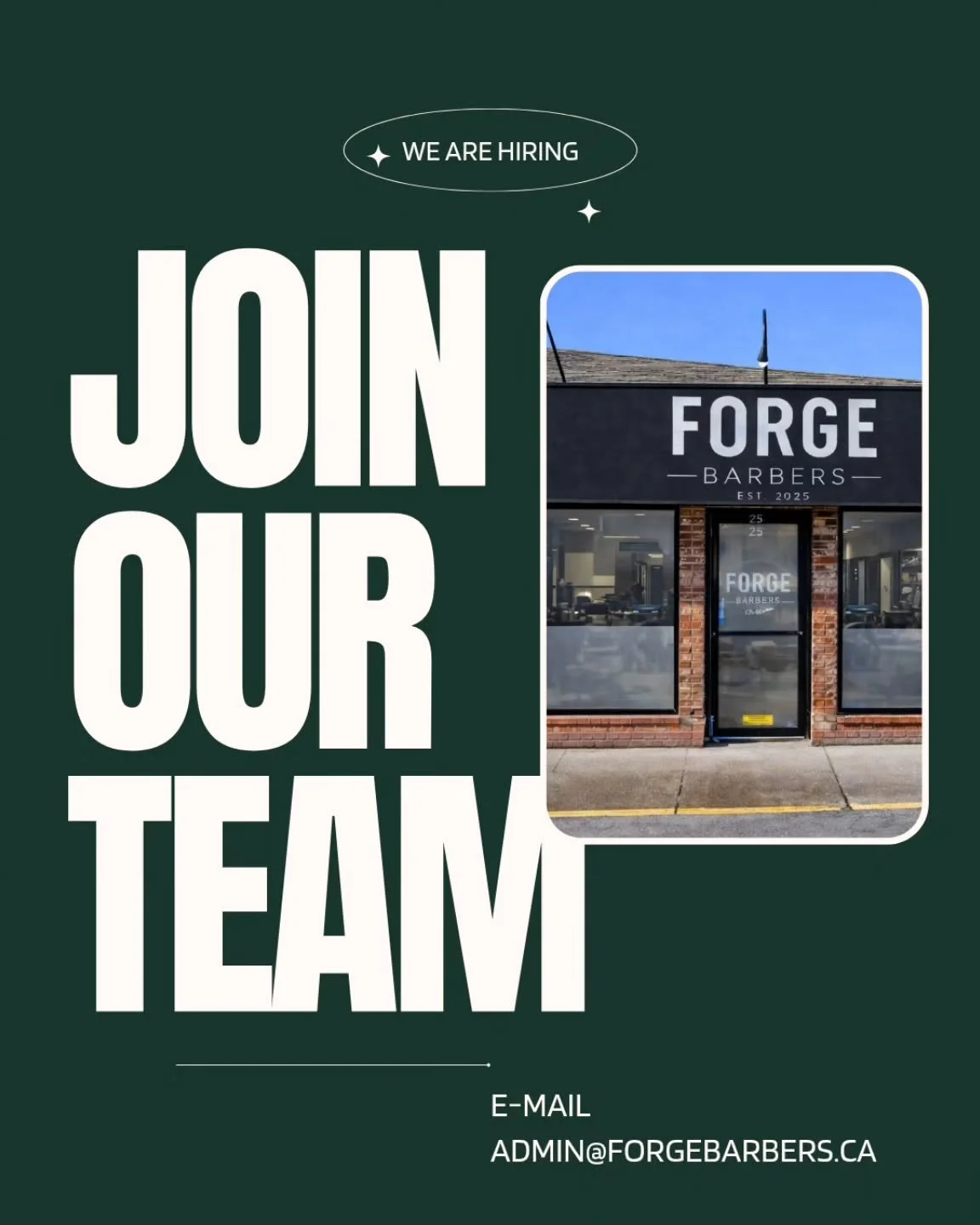 Good hair.
Good people.
A brand new shop.

We&rsquo;re hiring at Forge Barbers.

#forgebarberspei  #stratfordpei #barberconnect #indigenousbusiness