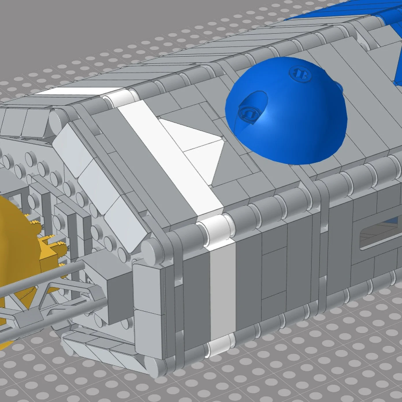 Shiptember - work in progress 

It has evolved quite a bit, but the design is 100% figured out at this point and should be done in a week. This started with a rough sketch of a few shapes, and ultimately I landed on overlapping extruded hexagons. It 