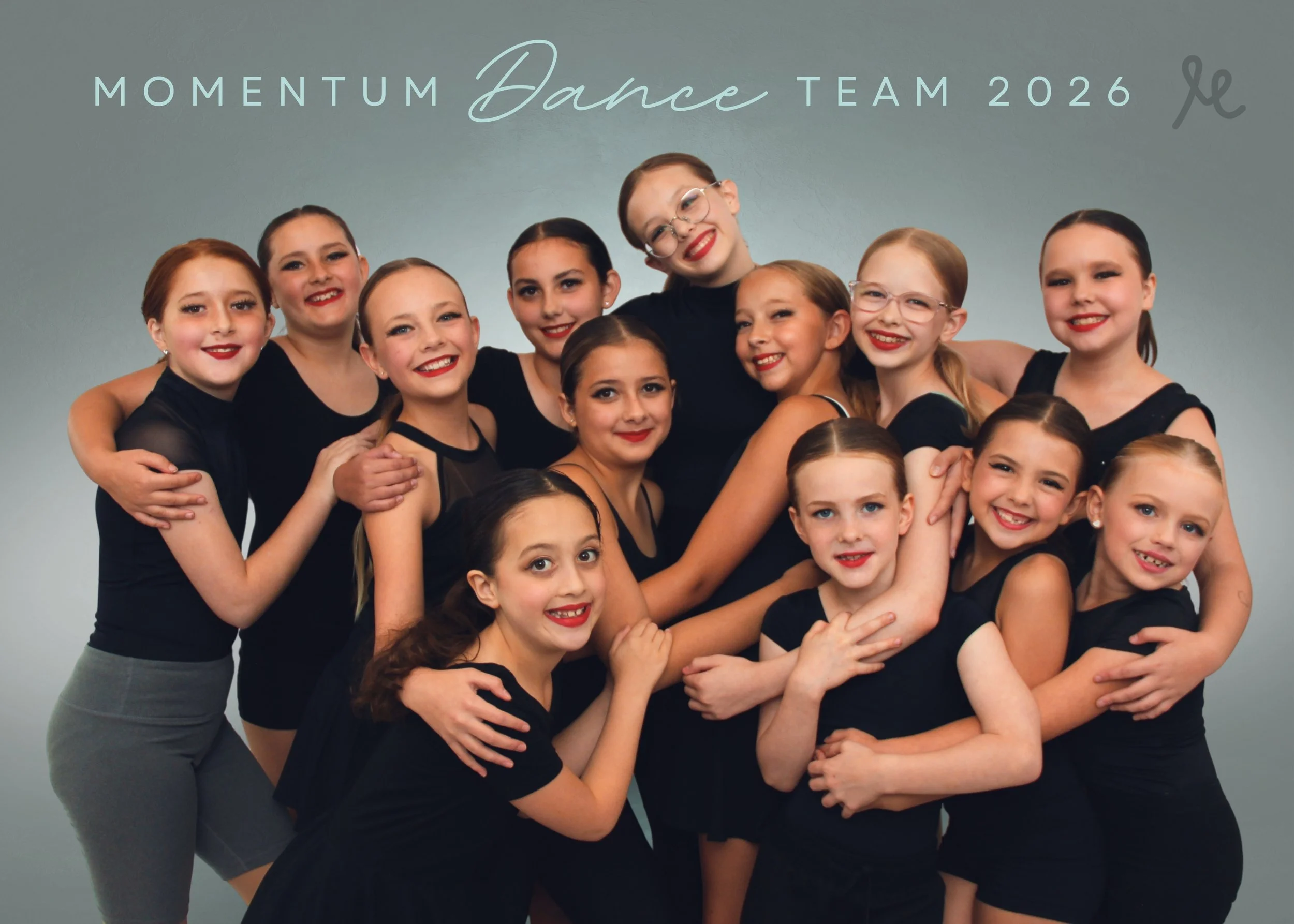 Competitive team dancers dressed in all black