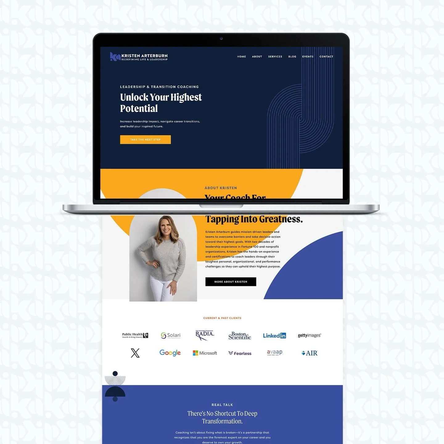 New portfolio entry for Kristen Arterburn is live on the Six Leaf website! ⚡⚡⚡ ⁠
⁠
Kristen is an executive leadership coach bringing bold, creative energy to a space that often leans overly polished and predictable. When she came to me, she had zero 