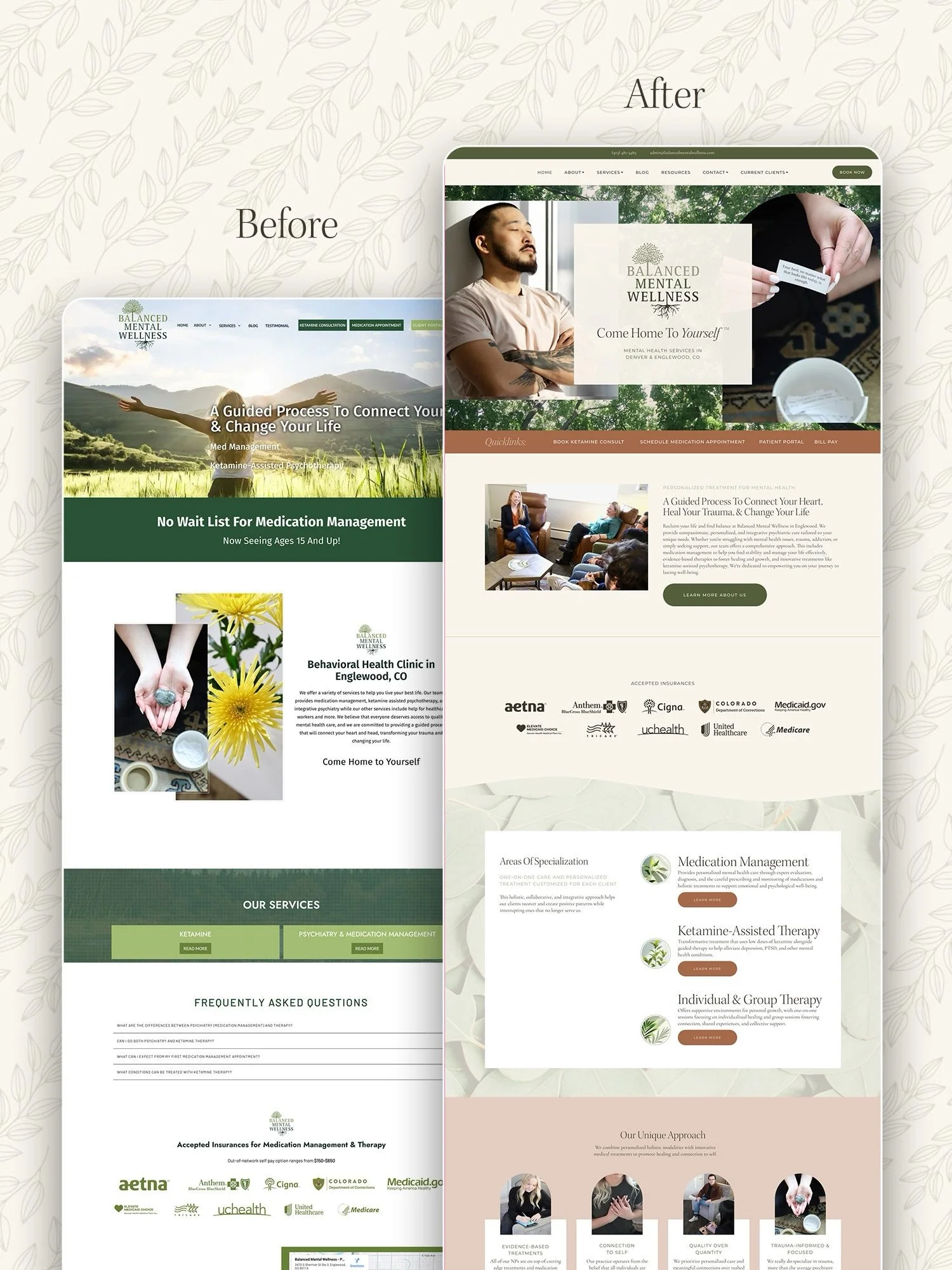 Sharing some more about the redesign for Balanced Mental Wellness for their 1-year webiversary! This transformation is still one of my faaaaavorites! ⁠
⁠
The original website technically worked...but it felt super clinical, generic, and honestly kind