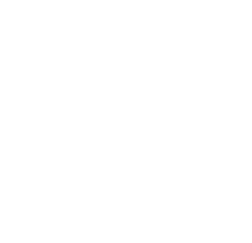 Icon design of a skull with long wavy hair and sunglasses, outlined in black and white
