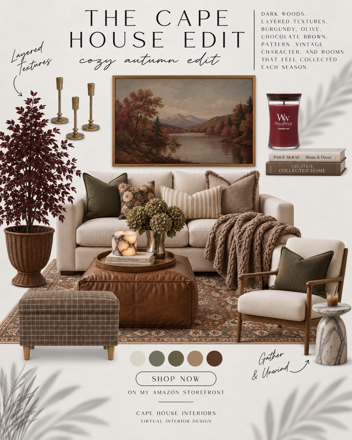 The Cape House Edit: Cozy Autumn Edition🍂

This season, I&rsquo;m leaning into interiors that feel a little richer, warmer, and more collected&mdash;dark woods, layered textures, burgundy, olive, chocolate brown, subtle pattern, and pieces with vint
