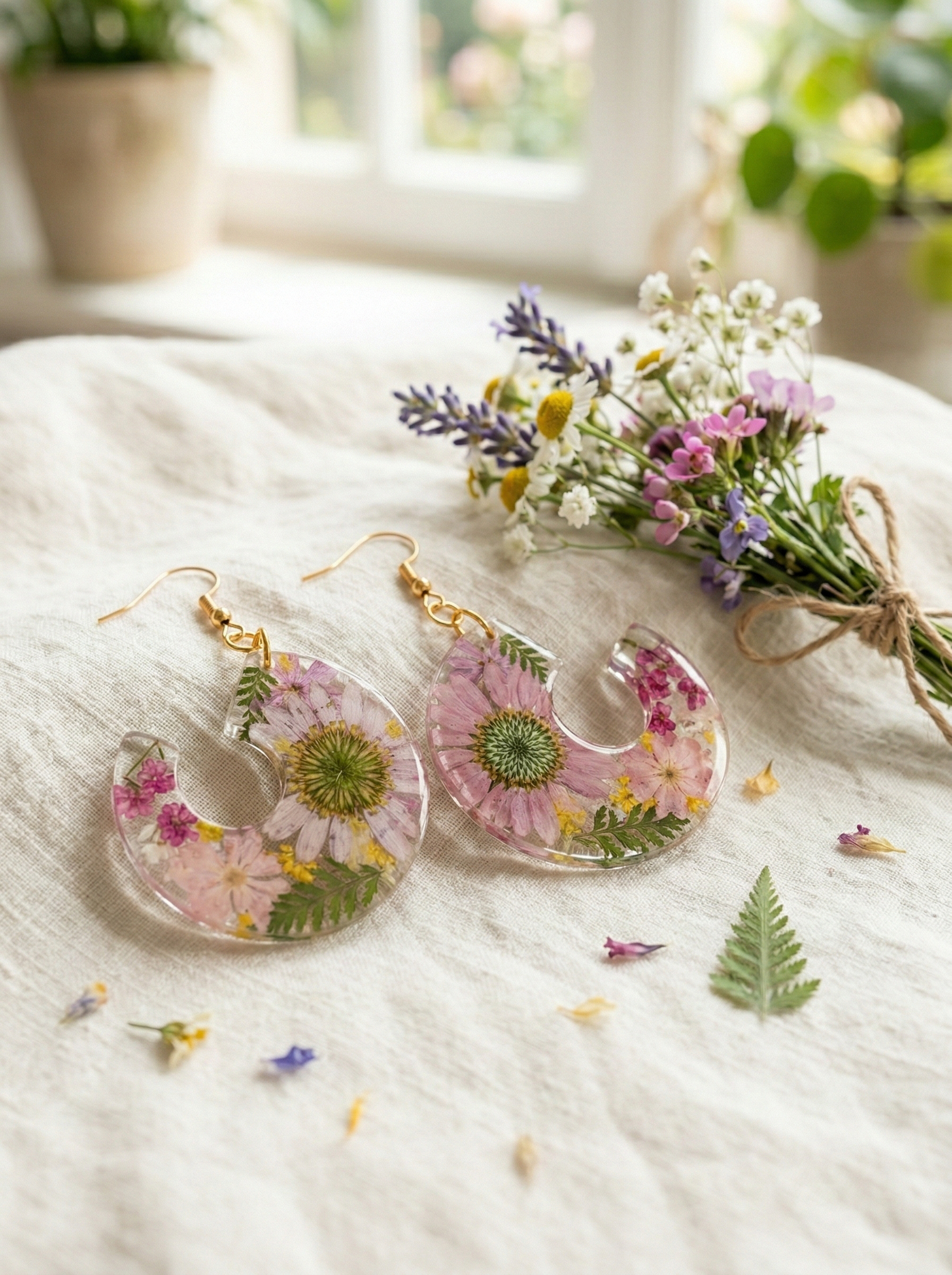 Blooming Crescent Resin Drop Earrings-2.png
