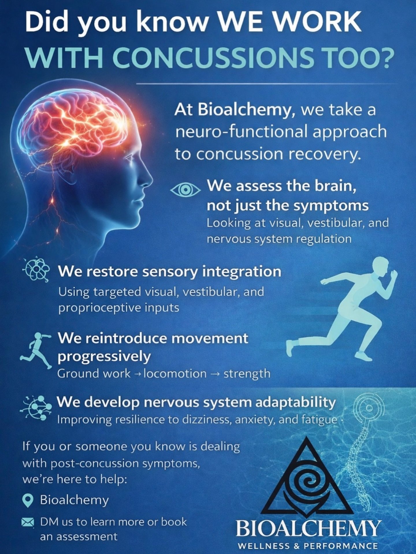Did you know we work with concussions too? 🧠

Concussions aren&rsquo;t just about &ldquo;rest and wait.&rdquo;They&rsquo;re a complex neurological injury that affects how your brain processes movement, vision, balance, and even sensory input.

At Bi